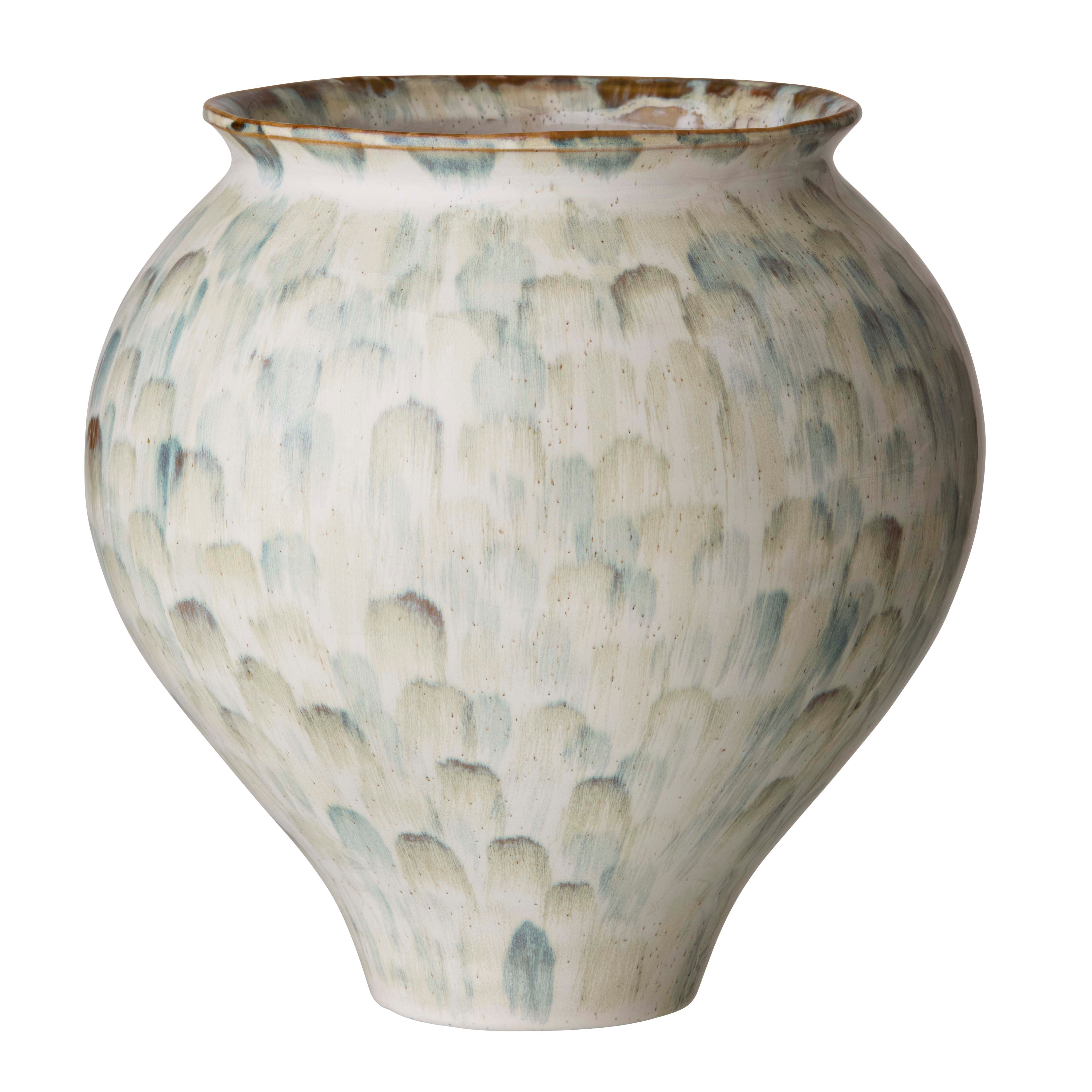 Buttet vase, hvid/blå - H29,5 cm